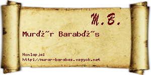 Murár Barabás névjegykártya